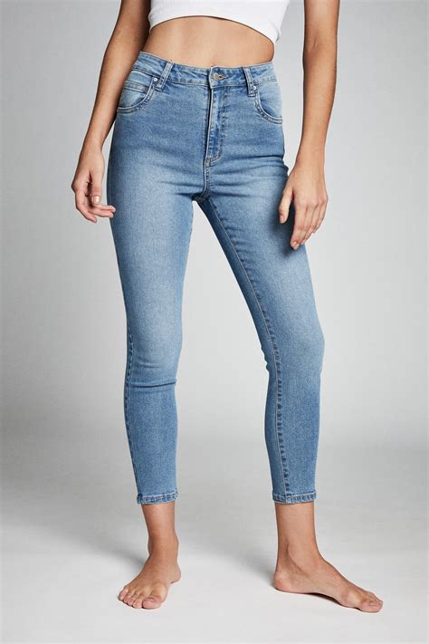 High Rise Cropped Skinny Jean Venice Blue Cotton On Jeans