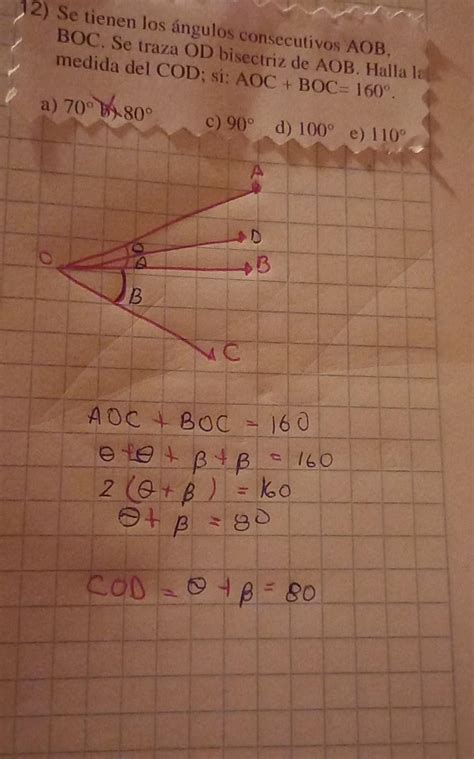 Se Tienen Los ángulos Consecutivos Aôb Bôc Traza Od Bisectriz De Aôb