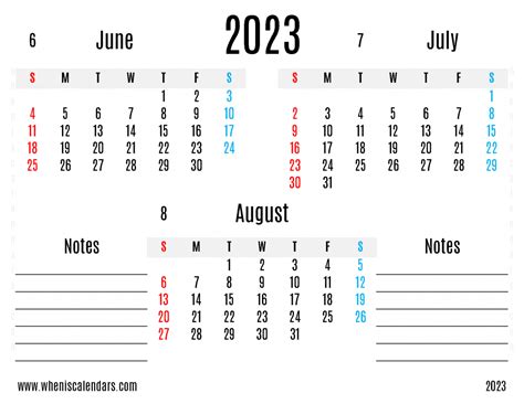 Free June July August 2023 Calendar Printable Pdf In Landscape