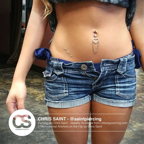 3 Microdermal Anchors On The Hip By Chris Saint