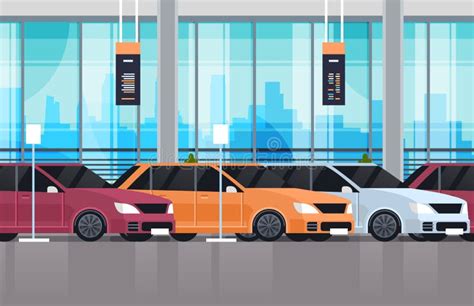Modern Car Dealership Showroom Interior Stock Vector Illustration Of