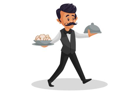 Best Premium Waiter Holding Cloche Plate In One Hand And Food On Other