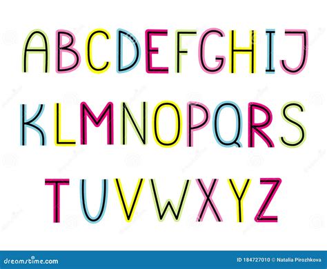 Multicolored Hand Drawn English Alphabet Stock Vector Illustration Of