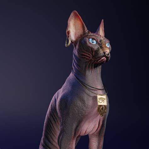 Egyptian Cat Sphynx Cgtrader