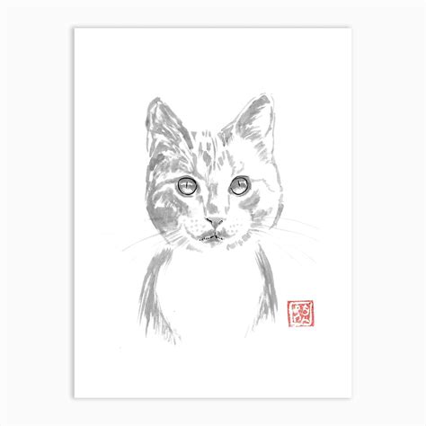 Yellow Cat Face Art Print By Pechane Sumie Fy