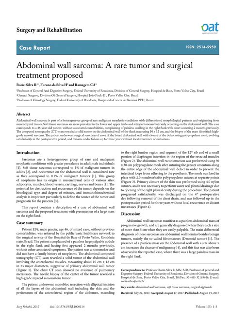 Pdf Abdominal Wall Sarcoma A Rare Tumor And Surgical Treatment Proposed