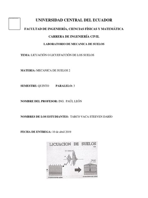 Licuación O Licuefacción De Los Suelos Pdf Naturaleza Ciencias