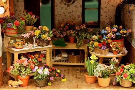 Miniature Flower Shop Displays In A Range Of Containers Miniature