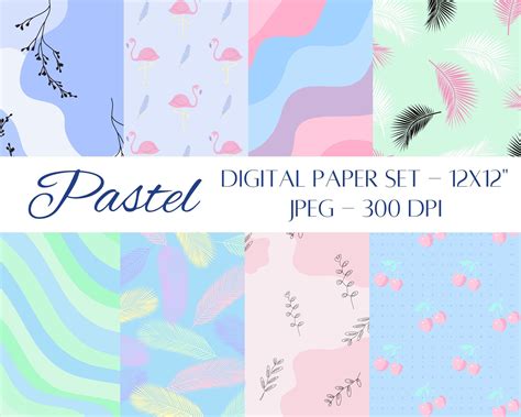 Printable Pastel Digital Paperspastel Pattern Digital Pattern Leaves