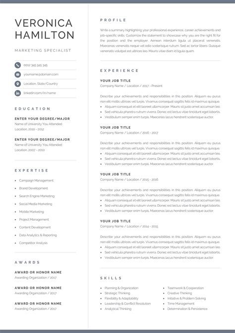 Free word cv templates, résumé templates and careers advice. Professional Resume Template | Compact 1 Page Resume ...