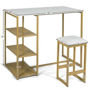 The contemporary design of the radilynaccent table collection features thick table tops made with print gray travertine pattern covered with a durable polyurethane coating supported by stylish x designed bases bathed in a rich gray brown finish. Generic 3 Piece Pub Set w/ Faux Marble Top Bar Table and 2 ...