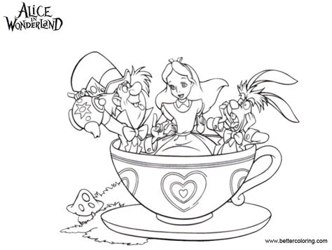 Alice In Wonderland Coloring Pages Tea Party - Free Printable Coloring