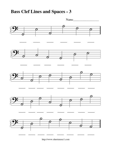 Bass Clef Lines And Spaces 3 Lesson Plan For 5th 12th Grade