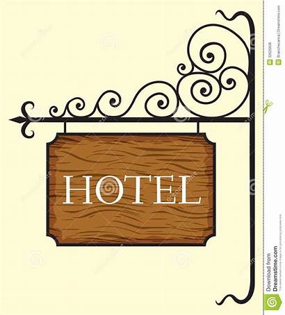 Hotel Door Sign Clipart Vector Wooden Illustration