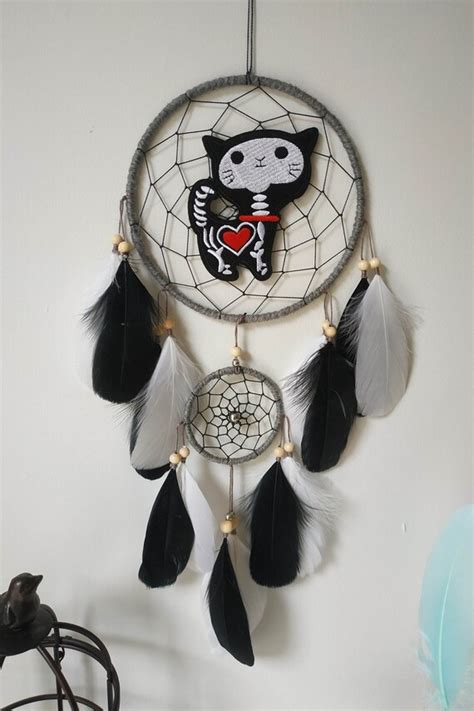 Goth Decoration Black Cat Dream Catcher Spooky Room Decor Etsy