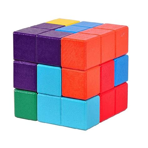 Soma Puzzle Tetris Magique Cube Multi Couleur En Bois Éducatifs Casse