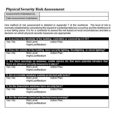 Free 12 Sample Security Risk Assessment Templates In Pdf Ms Word Excel