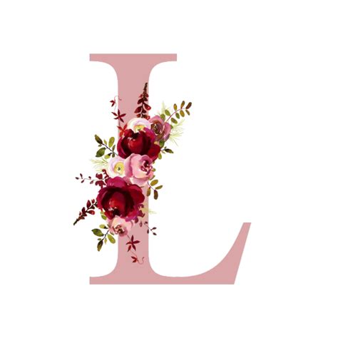 Blush Pink Burgundy Letter L Floral Tote Bag Floral