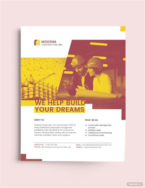 Construction Business Flyer Template In Pages Psd Indesign