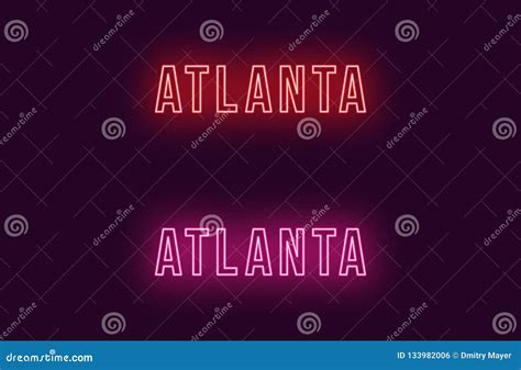 Neon Name Of Atlanta City In Usa Vector Text Stock Vector
