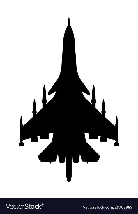 Jet Fighter Silhouette Isolated On White Vector Image