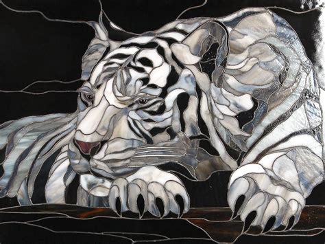 White Tiger Wall Art Custom Stained Glass Panel T For Tiger Lover In