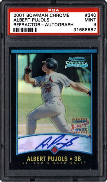 2001 bowman chrome albert pujols rookie rc auto /500 #340 bgs 9.5 gem mint. Baseball Cards - 2001 Bowman Chrome | PSA CardFacts®