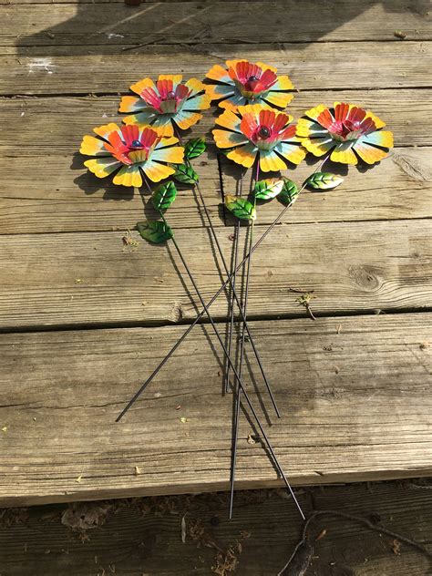 Metal Garden Artflower Garden Stakemetal Flower Garden Stake Flower