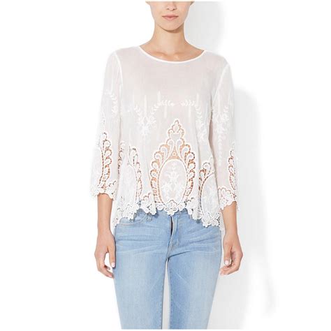 Cynthia Rowley White 100 Cotton Vita Dolce Embroidered Eyelet Blouse