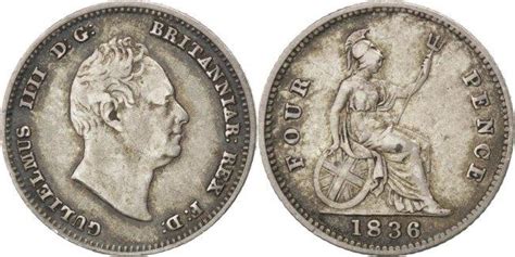 Great Britain 4 Pence Groat 1836 Coin William Iv Silver Km723 Ef