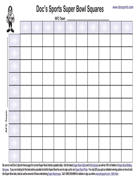 Super Bowl Squares Form The Form In Seconds Fill Out And Sign