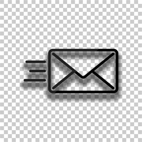 Send Mail Icon Sms Line White Outline Sign Shadow Transparent Stock
