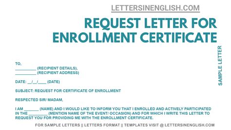 Request Letter For Certificate Of Enrollment Sample Letter Requesting