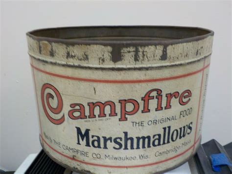antique vintage campfire marshmallow tin 5 lb no lid has some wear antique price guide