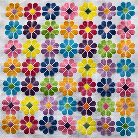 Pop Art Flower Cross Stitch Chart Design Pdf Download Pattern Etsy