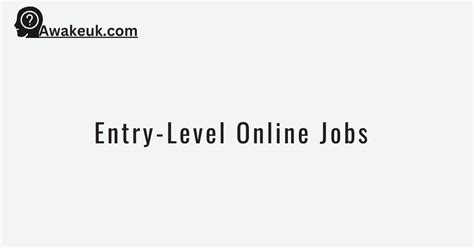 Entry Level Online Jobs 2024 Without Experience