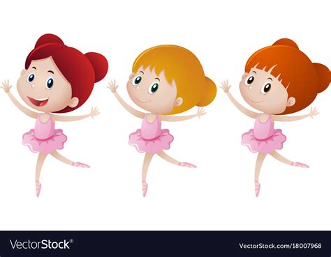 Three Girls Doing Ballet Royalty Free Vector Image