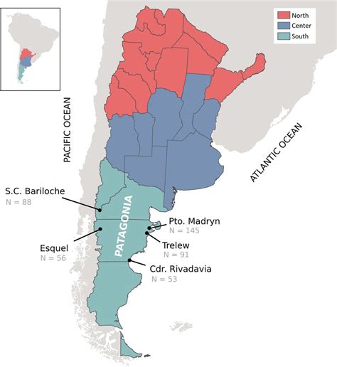 Map Of Argentina Showing The Three Main Regions Of The Country And The