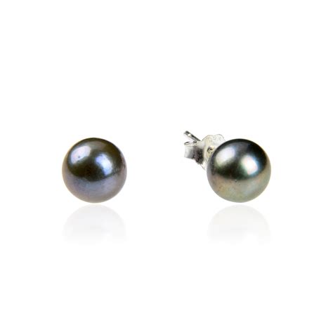 Black Pearl Earring Studs Aaa Black Akoya Pearl Earrings Er17 Win Pearl