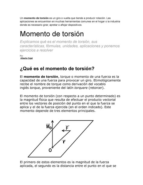 Material De Fisica Un Momento De Torsión Es Un Giro O Vuelta Que