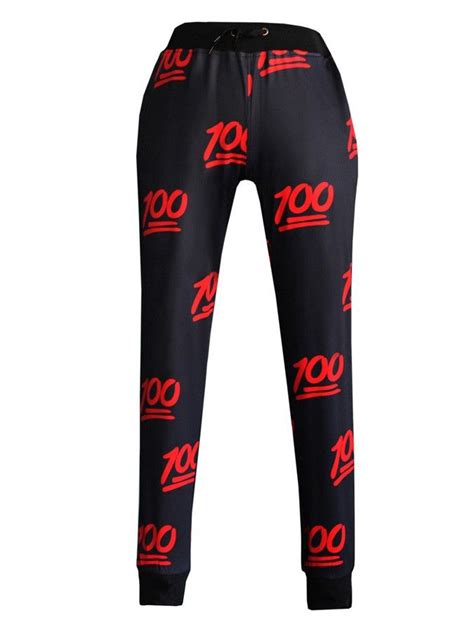 100 Emoji Joggers Black And Red Cheap Emoji Pants For Menwomen Pants