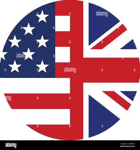 Usa And Uk Flags Combined English Language Icon Circle Vector Isolated