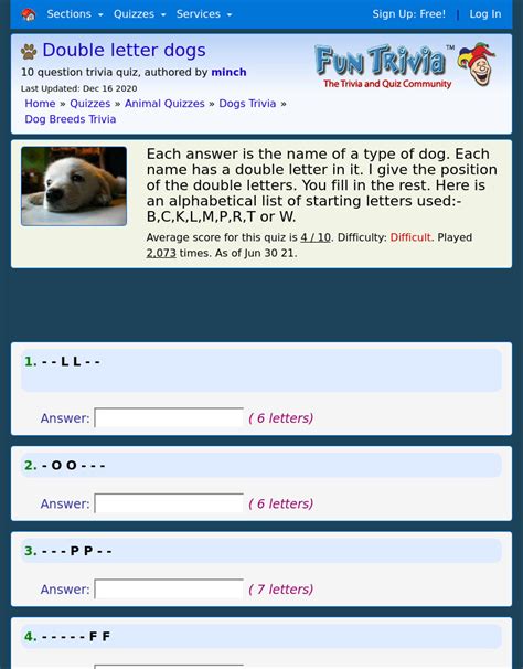 Double Letter Dog Breed Trivia Interactive For 4th 7th Grade Lesson