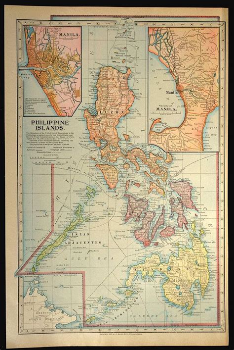 Luzon Map Luzon Island Philippines Philippine Islands 1899 Cactus Print Plant Print South East