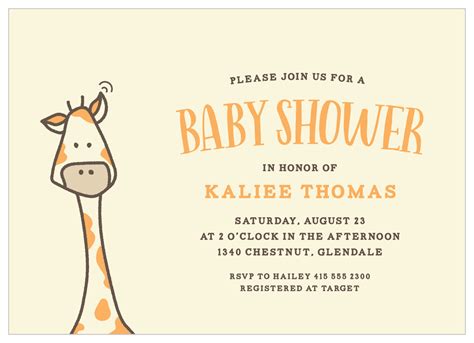 The Peeping Giraffe Baby Shower Invitations By Basic Invite