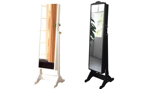 Wooden jewellery box compartments drawers wood cabinet vintage mirror. Full-Length Jewellery Cabinet | Groupon