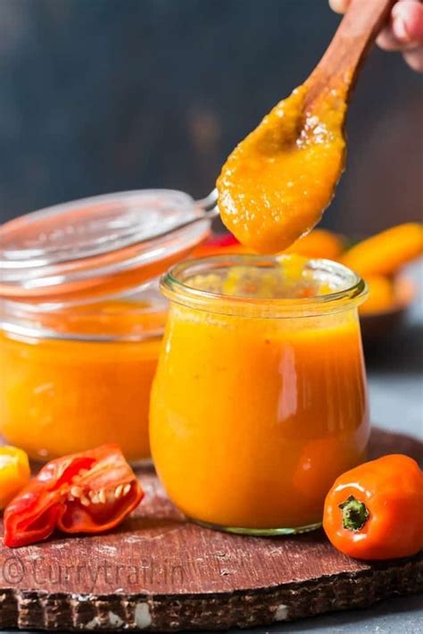 Mango Habanero Hot Sauce In A Jar With Wooden Spoon Chili Sauce