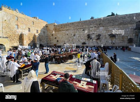 Crowds Worship At The Western Wall The Holiest Site In Judaism Outside