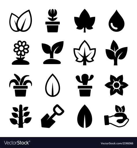Leaf And Plants Icons Set Royalty Free Vector Image