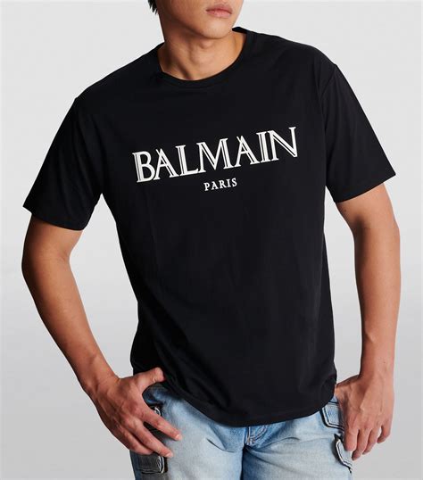 Mens Balmain Black Logo T Shirt Harrods Uk